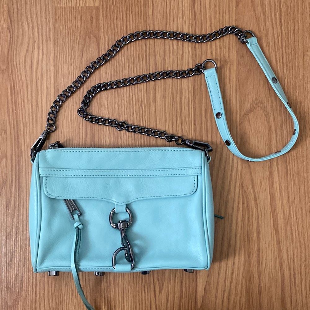 ❤️ Rebecca Minkoff Dusty Blue and Gunmetal Clutch Crossbody Bag